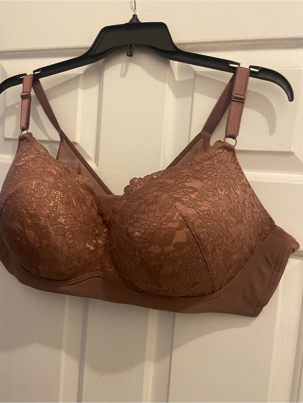 Torrid 48D 48 D Bra Wireless Lace Full-Coverage Bra in Mauve Brown